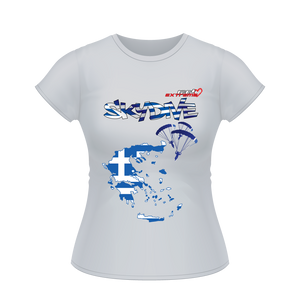 Skydiving T-shirts - Skydive All World - GREECE - Ladies' Tee -, Shirts, Skydiving Apparel, Skydiving Apparel, Skydiving Apparel, Skydiving Gear, Olympics, T-Shirts, Skydive Chicago, Skydive City, Skydive Perris, Drop Zone Apparel, USPA, united states parachute association, Freefly, BASE, World Record,