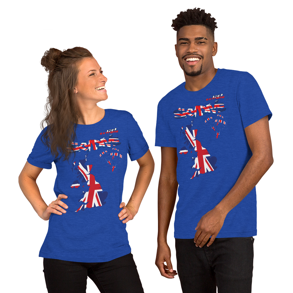 Skydiving T-shirts - Skydive All World - UK - The United Kingdom - Unisex Tee -, Shirts, Skydiving Apparel, Skydiving Apparel, Skydiving Apparel, Skydiving Gear, Olympics, T-Shirts, Skydive Chicago, Skydive City, Skydive Perris, Drop Zone Apparel, USPA, united states parachute association, Freefly, BASE, World Record,