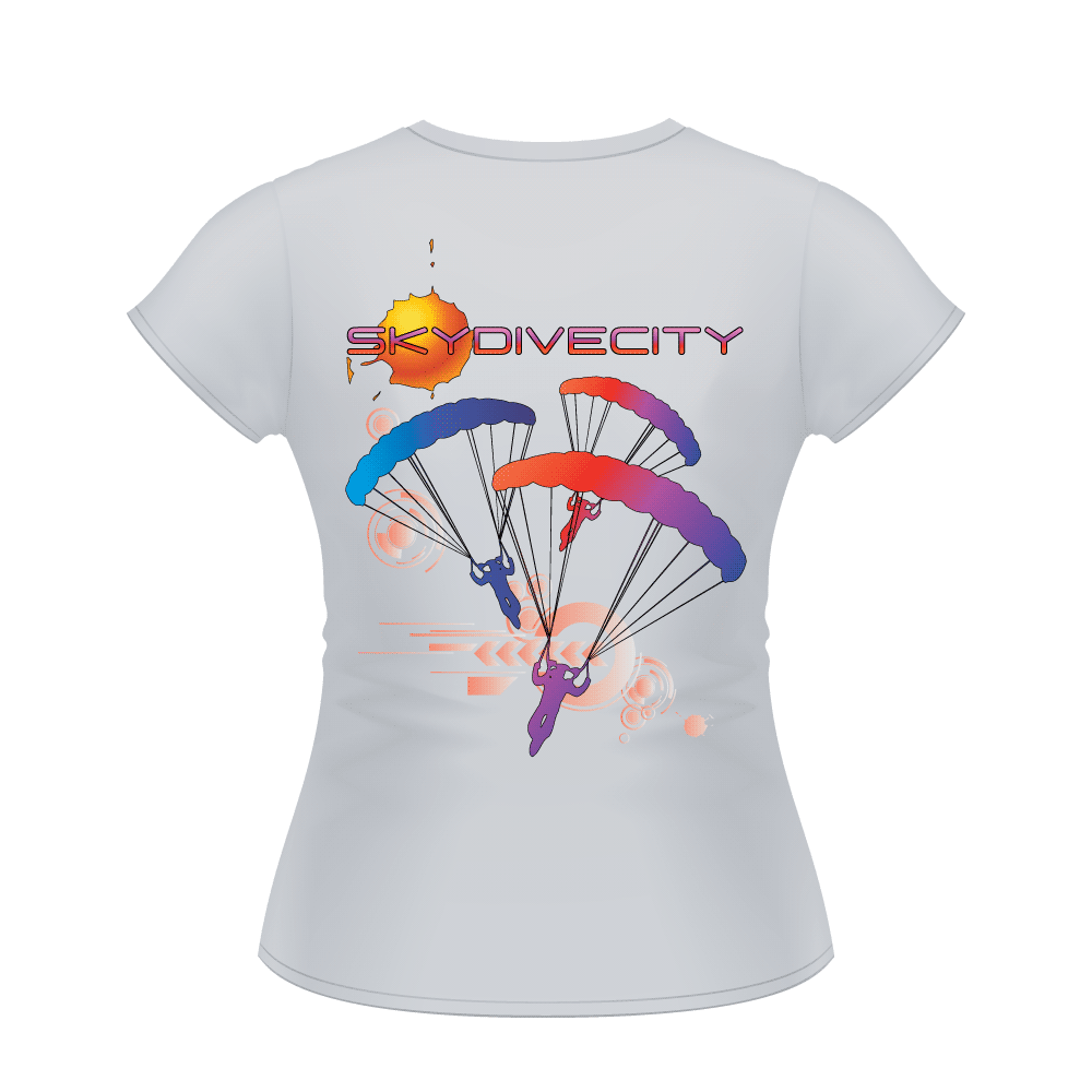Skydiving T-shirts - Skydive City - Sunset - Women`s Tee -, Shirts, Skydiving Apparel, Skydiving Apparel, Skydiving Apparel, Skydiving Gear, Olympics, T-Shirts, Skydive Chicago, Skydive City, Skydive Perris, Drop Zone Apparel, USPA, united states parachute association, Freefly, BASE, World Record,