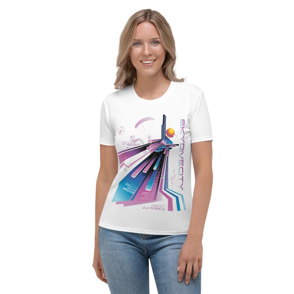 Skydiving T-shirts - Skydive City - Flamingo - Women's Tee -, Shirts, Skydiving Apparel, Skydiving Apparel, Skydiving Apparel, Skydiving Gear, Olympics, T-Shirts, Skydive Chicago, Skydive City, Skydive Perris, Drop Zone Apparel, USPA, united states parachute association, Freefly, BASE, World Record,
