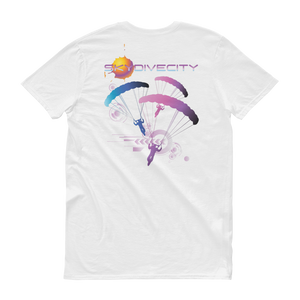 Skydiving T-shirts Skydive City - Flamingo - Men`s Colored T-Shirts, Men's Colored Tees, Skydiving Apparel, Skydiving Apparel, Skydiving Apparel, Skydiving Gear, Olympics, T-Shirts, Skydive Chicago, Skydive City, Skydive Perris, Drop Zone Apparel, USPA, united states parachute association, Freefly, BASE, World Record,