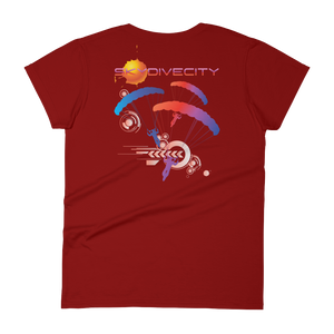 Skydiving T-shirts Skydive City - Sunset - Women`s Colored T-Shirts, Women's Colored Tees, Skydiving Apparel, Skydiving Apparel, Skydiving Apparel, Skydiving Gear, Olympics, T-Shirts, Skydive Chicago, Skydive City, Skydive Perris, Drop Zone Apparel, USPA, united states parachute association, Freefly, BASE, World Record,