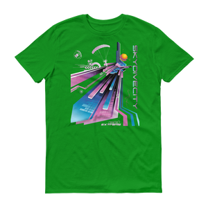 Skydiving T-shirts Skydive City - Flamingo - Men`s Colored T-Shirts, Men's Colored Tees, Skydiving Apparel, Skydiving Apparel, Skydiving Apparel, Skydiving Gear, Olympics, T-Shirts, Skydive Chicago, Skydive City, Skydive Perris, Drop Zone Apparel, USPA, united states parachute association, Freefly, BASE, World Record,