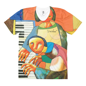 Skydiving T-shirts Strizhov™ by Dmitri Strizhov - 'A Piece For Four Hands - 1997' - Women's 3D T-shirt, , Strizhov™, Skydiving Apparel, Skydiving Apparel, Skydiving Gear, Olympics, T-Shirts, Skydive Chicago, Skydive City, Skydive Perris, Drop Zone Apparel, USPA, united states parachute association, Freefly, BASE, World Record,