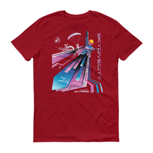 Skydiving T-shirts Skydive City - Flamingo - Men`s Colored T-Shirts, Men's Colored Tees, Skydiving Apparel, Skydiving Apparel, Skydiving Apparel, Skydiving Gear, Olympics, T-Shirts, Skydive Chicago, Skydive City, Skydive Perris, Drop Zone Apparel, USPA, united states parachute association, Freefly, BASE, World Record,
