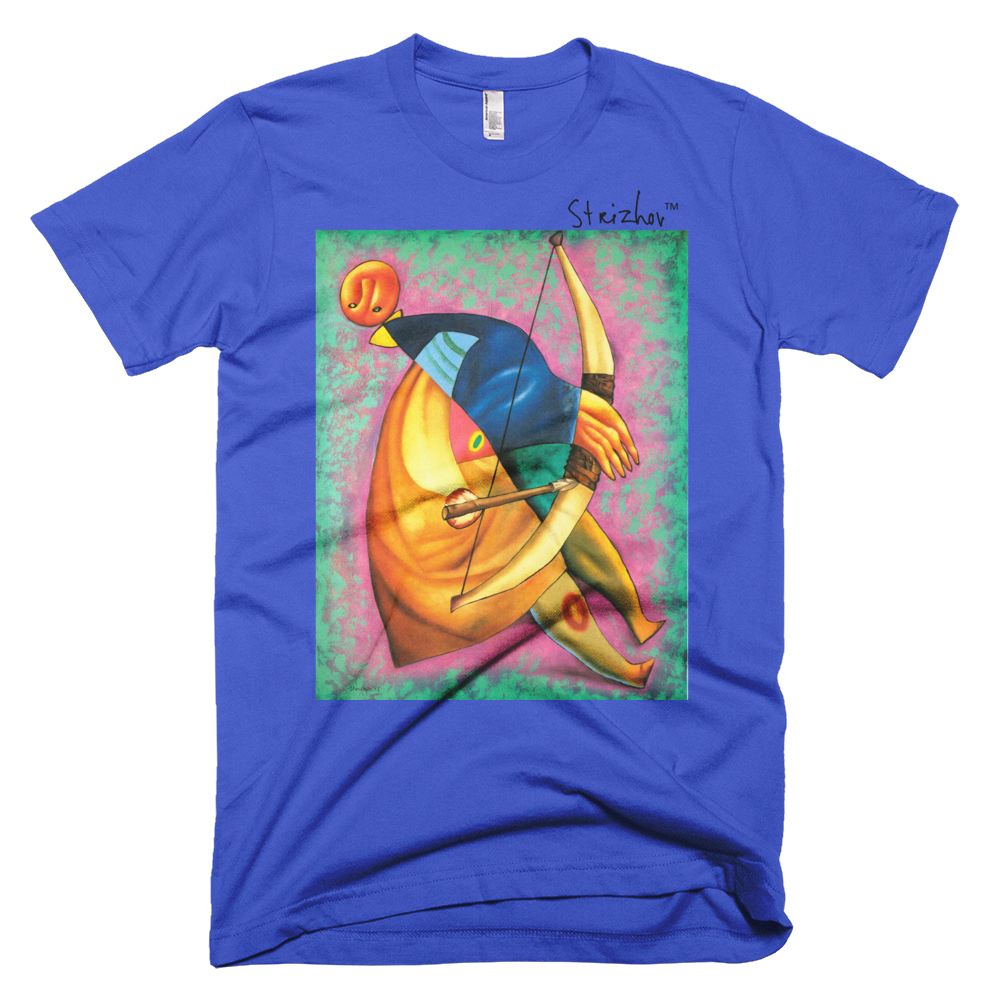 Skydiving T-shirts Strizhov™ by Dmitri Strizhov - 'A Shot From A Bow - 1993' - T-Shirt, , Strizhov™, Skydiving Apparel, Skydiving Apparel, Skydiving Gear, Olympics, T-Shirts, Skydive Chicago, Skydive City, Skydive Perris, Drop Zone Apparel, USPA, united states parachute association, Freefly, BASE, World Record,