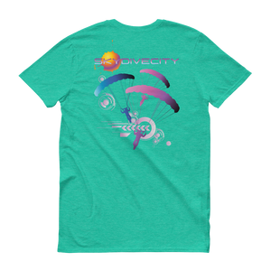 Skydiving T-shirts Skydive City - Flamingo - Men`s Colored T-Shirts, Men's Colored Tees, Skydiving Apparel, Skydiving Apparel, Skydiving Apparel, Skydiving Gear, Olympics, T-Shirts, Skydive Chicago, Skydive City, Skydive Perris, Drop Zone Apparel, USPA, united states parachute association, Freefly, BASE, World Record,