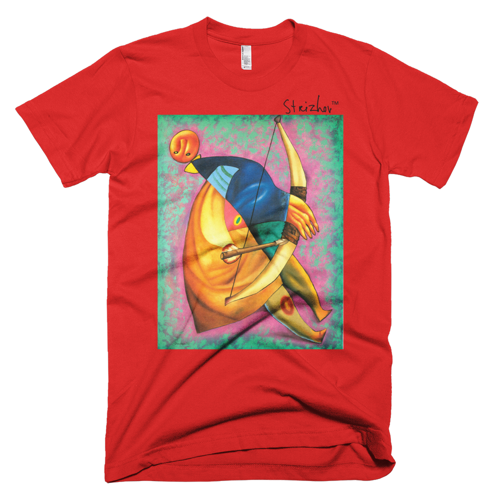 Skydiving T-shirts Strizhov™ by Dmitri Strizhov - 'A Shot From A Bow - 1993' - T-Shirt, , Strizhov™, Skydiving Apparel, Skydiving Apparel, Skydiving Gear, Olympics, T-Shirts, Skydive Chicago, Skydive City, Skydive Perris, Drop Zone Apparel, USPA, united states parachute association, Freefly, BASE, World Record,