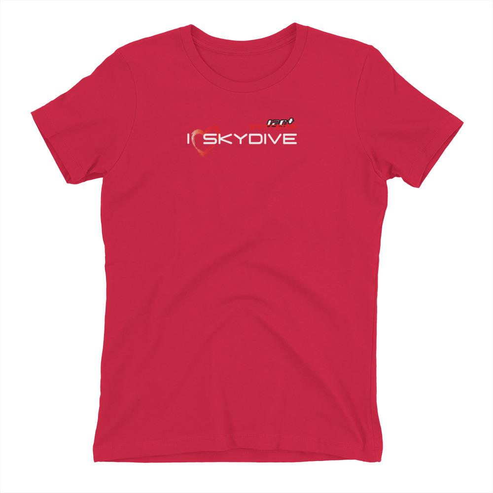 Skydiving T-shirts I ♡ Skydive - First Stupid Jump - eXtreme(RED) - Short Sleeve Women's T-shirt, RED, Skydiving Apparel, Skydiving Apparel, Skydiving Apparel, Skydiving Gear, Olympics, T-Shirts, Skydive Chicago, Skydive City, Skydive Perris, Drop Zone Apparel, USPA, united states parachute association, Freefly, BASE, World Record,