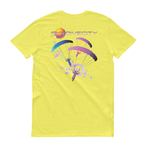 Skydiving T-shirts Skydive City - Flamingo - Men`s Colored T-Shirts, Men's Colored Tees, Skydiving Apparel, Skydiving Apparel, Skydiving Apparel, Skydiving Gear, Olympics, T-Shirts, Skydive Chicago, Skydive City, Skydive Perris, Drop Zone Apparel, USPA, united states parachute association, Freefly, BASE, World Record,