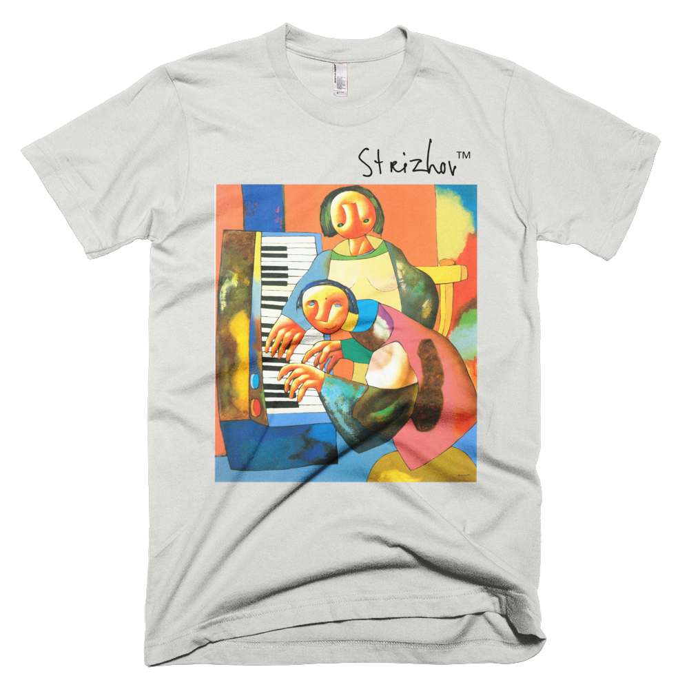 Skydiving T-shirts Strizhov™ by Dmitri Strizhov - 'A Piece For Four Hands - 1997' - T-Shirt, , Strizhov™, Skydiving Apparel, Skydiving Apparel, Skydiving Gear, Olympics, T-Shirts, Skydive Chicago, Skydive City, Skydive Perris, Drop Zone Apparel, USPA, united states parachute association, Freefly, BASE, World Record,