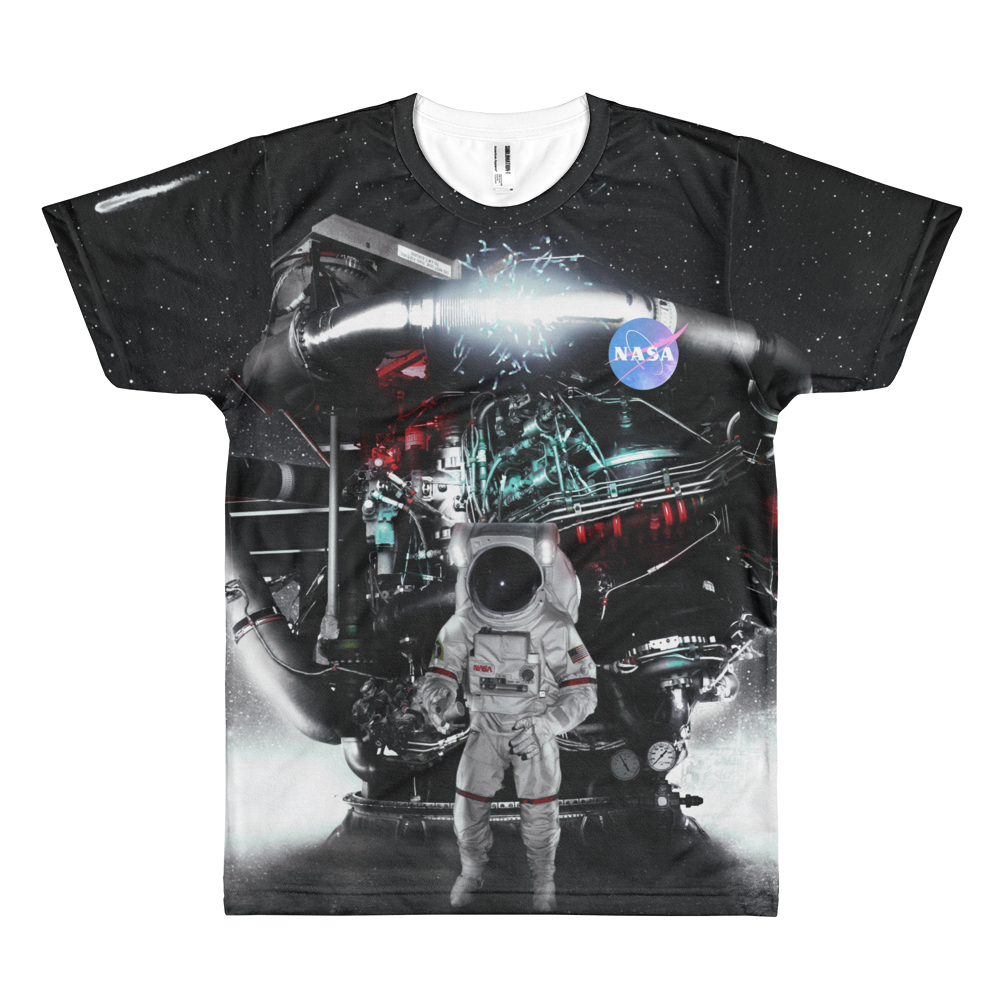 Skydiving T-shirts NASA - Astronaut in Darkness and Meteors - Short sleeve men’s t-shirt, T-shirt, Skydiving Apparel, Skydiving Apparel, Skydiving Apparel, Skydiving Gear, Olympics, T-Shirts, Skydive Chicago, Skydive City, Skydive Perris, Drop Zone Apparel, USPA, united states parachute association, Freefly, BASE, World Record,